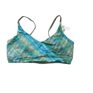 Prana Swim Top Willow Falls Reversible Top Mirage Blue Green Tan Small NWT